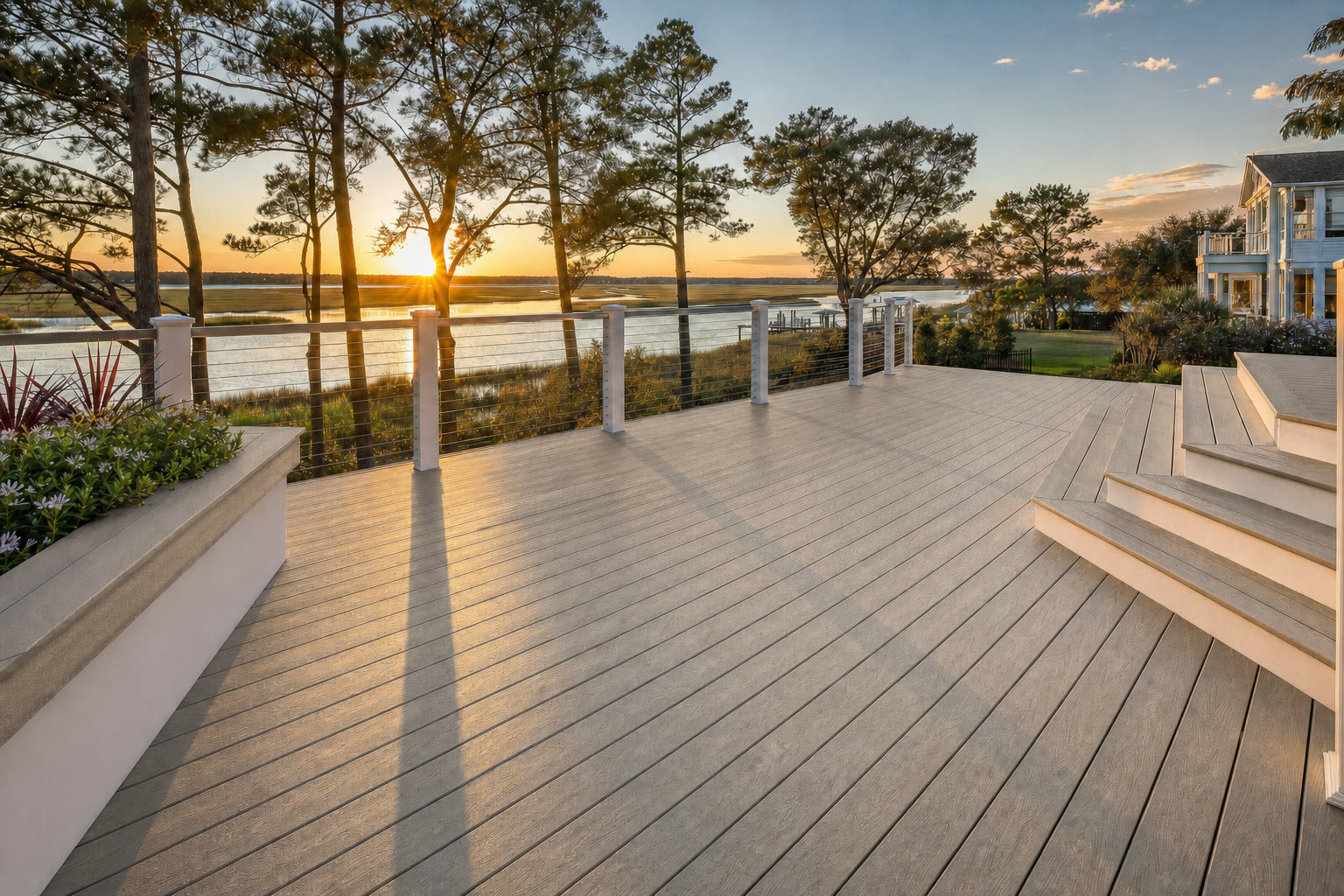 A composite deck shown in Trex Beach Dune