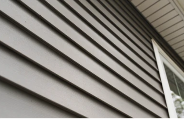 Close up of installed house siding profile