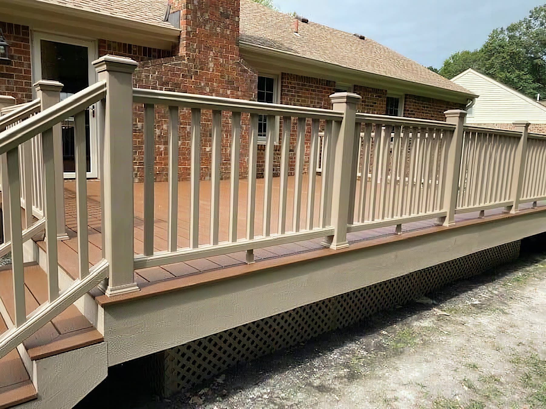 Trex Enhance Saddle Brown composite deck installed by American Composite Deck Pros