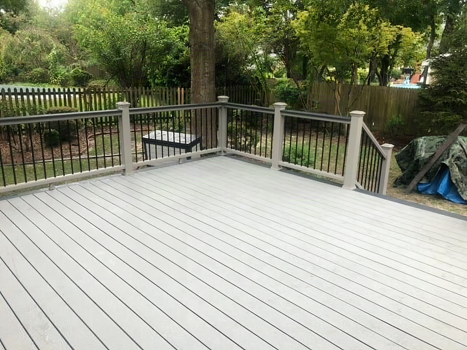 Trex Select Pebble Gray composite deck installed by American Composite Deck Pros